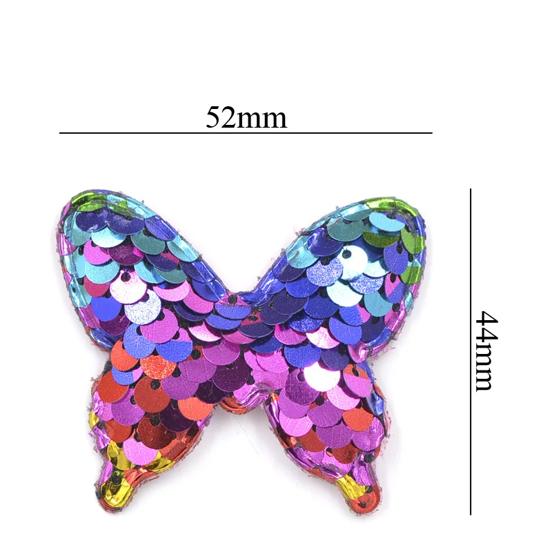 16Pcs 44*52mm Glitter Paillette Pads Patches Butterfly Appliques for Craft Clothes Sewing Supplies DIY Hair Clip Accessories