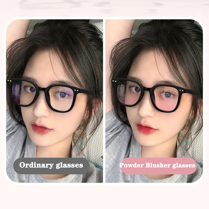 

2022 New female square Powder Blusher glasses for women metal frame glasses plain glasses Nearsighted Eyewear Glasses -1.0 -2.5