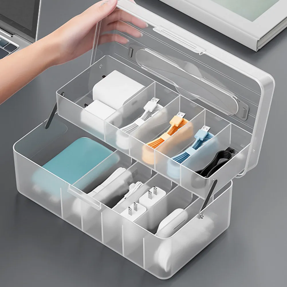 

Тонкий органайзер для кабелей с крышкой, коробка для хранения проводов, органайзер для электроники на рабочем столе, чехол для хранения кабелей