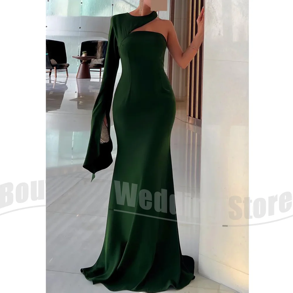 

Fashion One-Shoulder Prom Dresses O-Neck Mermaid Party Gowns Chic Backless Floor Length Sweep Train Evening Dresses 2025