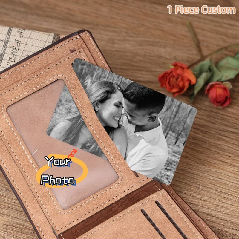

Custom elegant Photo Aluminum Mini Card Personalized Engraved Picture Metal Wallet Insert Card Keepsake Gift for Men Women