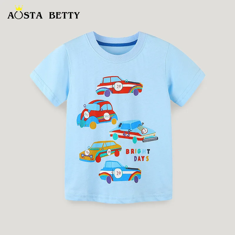 

Summer new children's clothingTT-shirt Cartoon round Neck Pullover Children's Short-Sleeved Bottoming Shirt Knitted Cotton Boys'