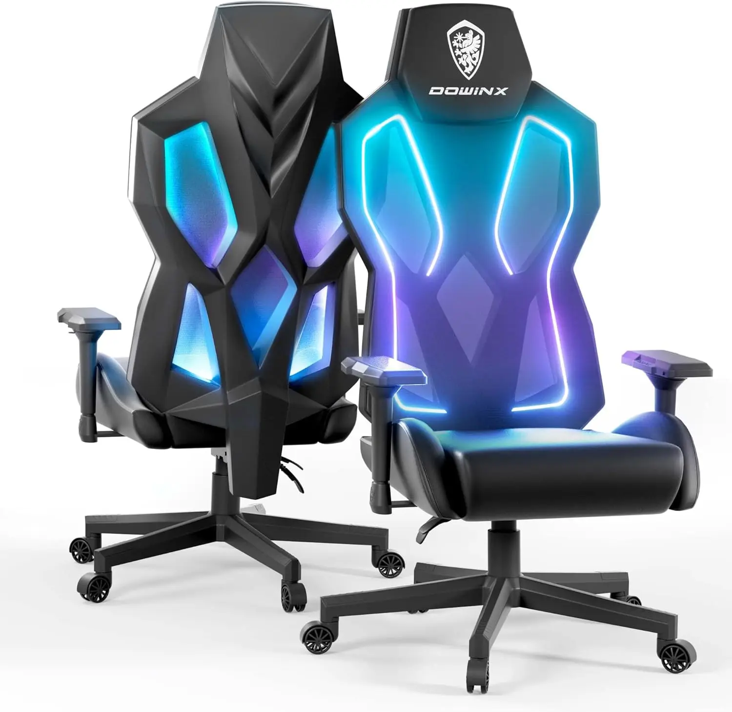 Dowinx RGB Gaming Chair with LED Lights, Ergonomic Computer Chair for Adults, Reclining Chair, Video Game Chair with Adjustable