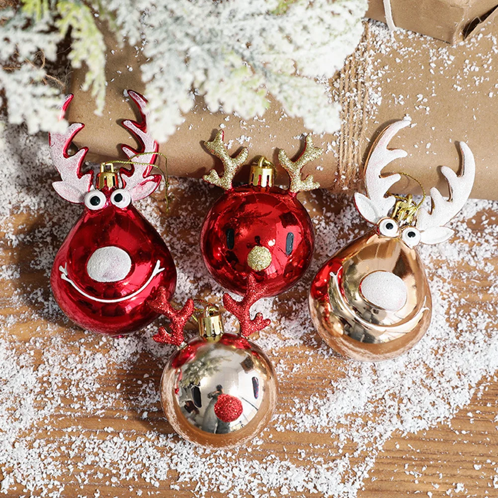 

4pcs Christmas Tree Ornaments Sturdy Plastic Xmas Hanging Decorations Home Office Party Supplies Holiday Pendant Xmas Tree