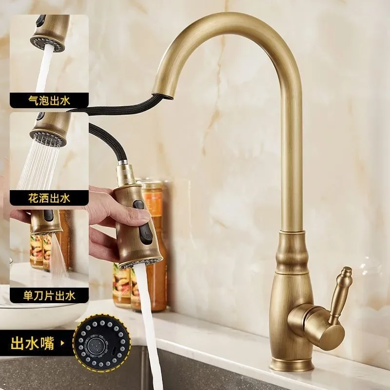 Outlet Ceramic Cartridge Kitchen Faucet Black Hot Water and Cold Water for Bathroom