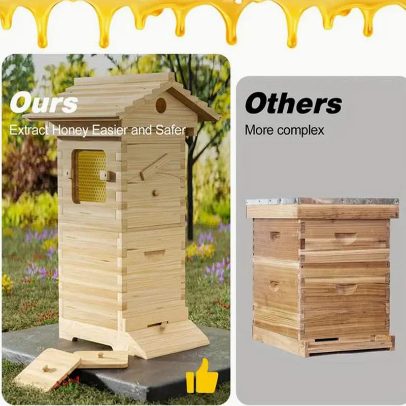 MINi Beehive Beeswax Bee Small House Auto Honey Brood Box Super Box Frame+10X Comb Frame+Key