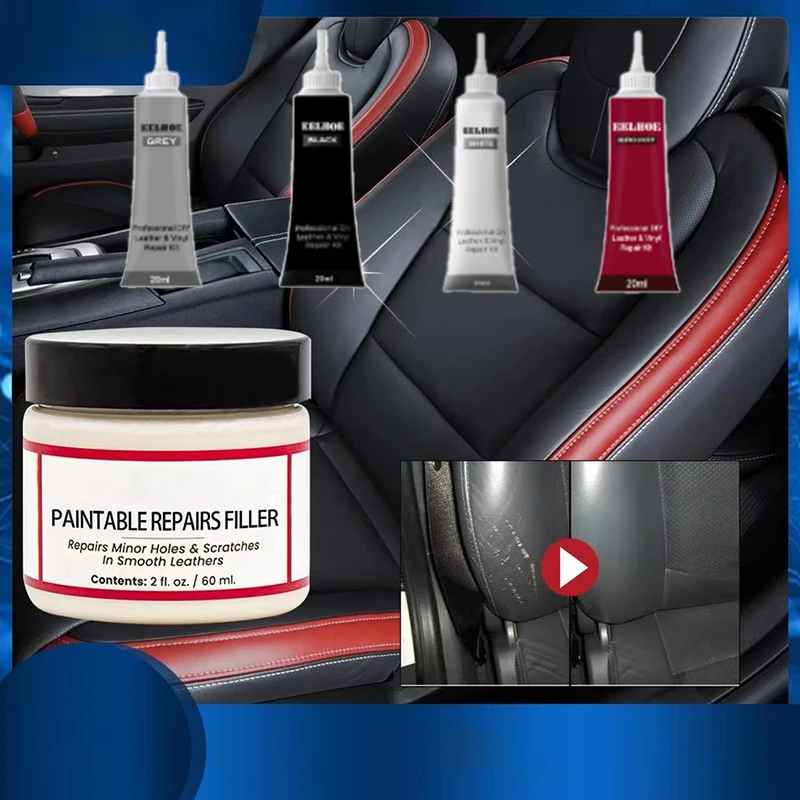 Zestaw wypełniaczy do skóry Naturalny wypełniacz do naprawy skóry samochodowej Pasta do wypełniania pęknięć, oparzeń i dziur Narzędzie do naprawy pasty