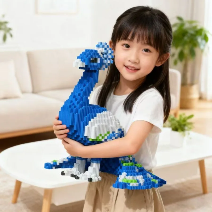 

2026 New Building Blocks Blue Peacock Children Educational Toys Small Bricks Assembly Gift Ornament