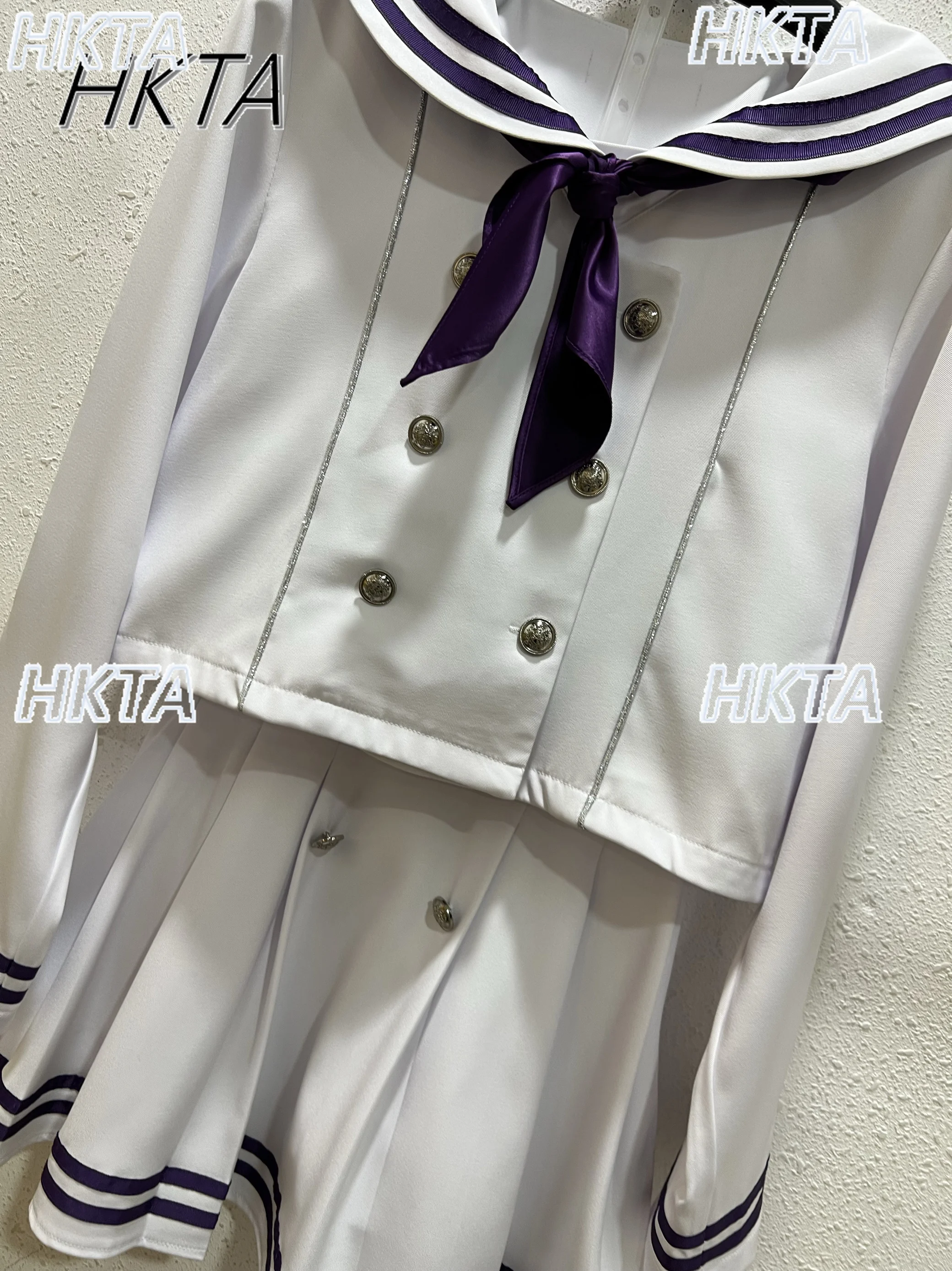 Japońska granatowa koszula z kołnierzykiem mundurek marynarski krótka spódniczka subkultura dwurzędowa kokarda koszula z długim rękawem krótka spódniczka 2-częściowy zestaw