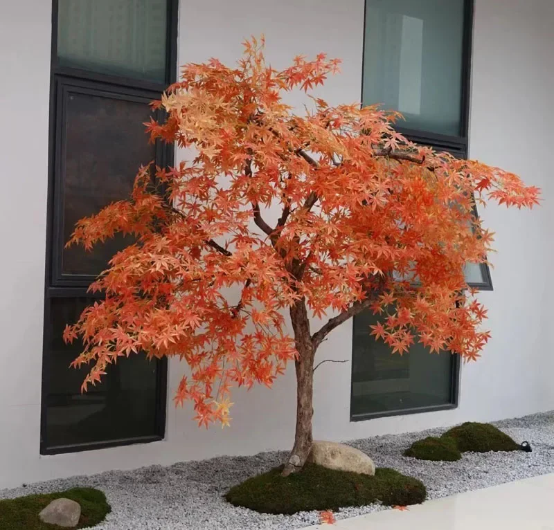 Artificial Maple Tree Fake Shopping Mall Hotel Green Plant Acer Palmatum Fake Trees Decoration Wish Landscape Red Maple Tree