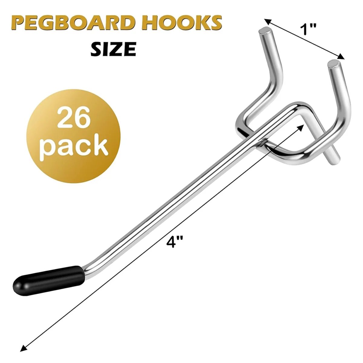 Pegboard Hooks 26 Pack 4 Inches, Peg Board Hooks for Hanging, Fit 1/4inch Peg Board Organizer Accessories for Garage