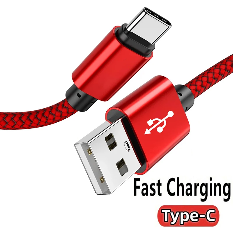 12W Usb A to Type C Charging Cable Nylon Braided High-Speed Data Cable For Samsung Huawei Xiaomi Android Usb C Fast Charging