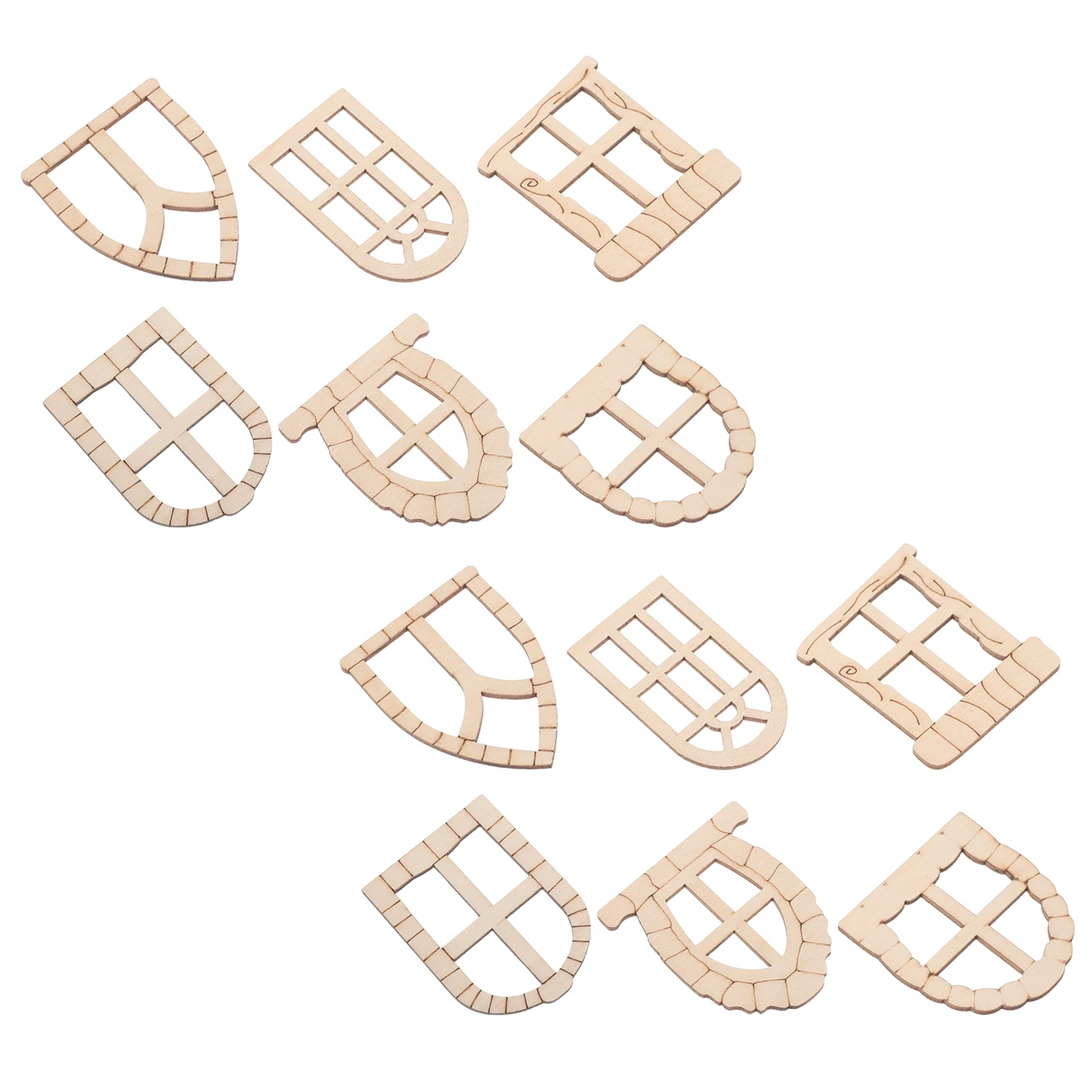 

25Pcs Handcrafted Mini Wood Windows for DIY Unpainted Decor Projects Ornament Craft Accessories Natural Wooden