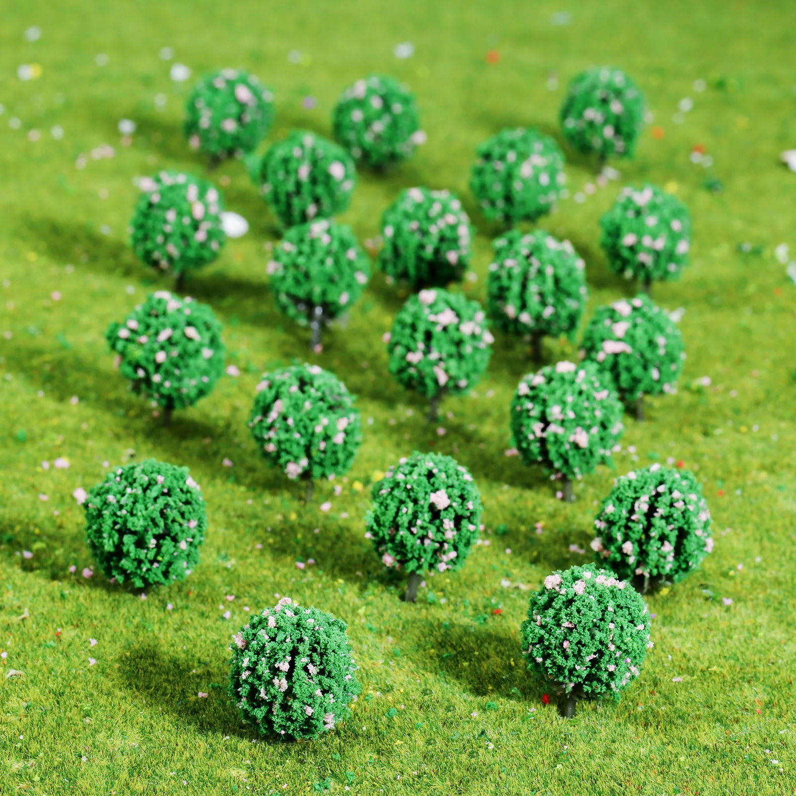 30pcs/lot Mini Flower Trees Model Plastic Pink Green Yellow Plants Blossom DIY Fairy Garden Forest Micro Railway Landscape Decor