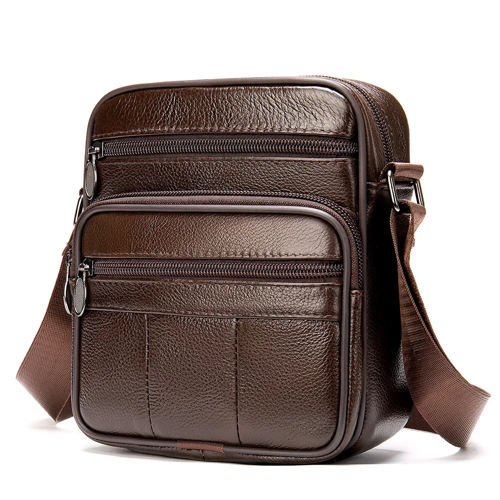 2026 Genuine leather men's crossbody bag high quality cowhide leather trendy bag for men daily Commuting small shoulder bags