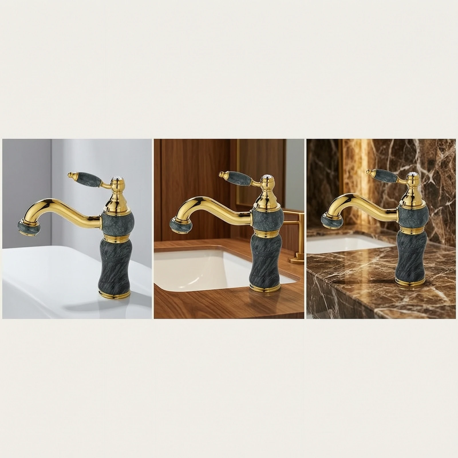 Faucet with Rotating Outlet Polished Gold Gooseneck Faucet Basin Tap Vintage Swivel for Bathroom, Powder Room