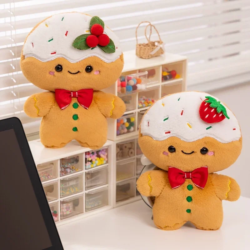 25cm Cartoon Gingerbread Man Plush Toys Biscuit Stuffed Baby Appease Doll Strawberry Vanilla Biscuits Man Pillow for Kids Gift