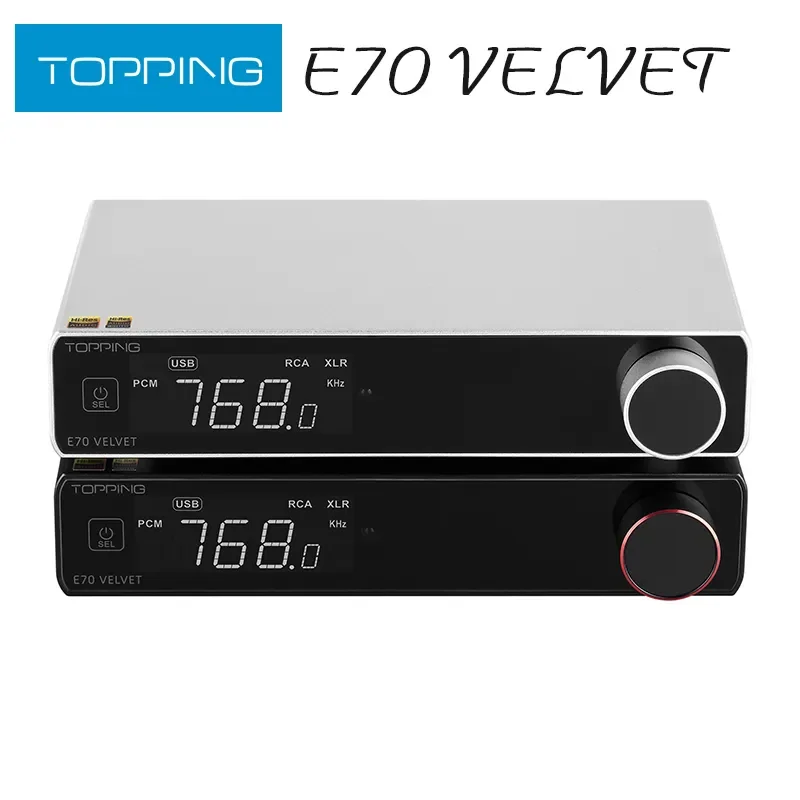 

TOPPING E70 VELVET AK4499EX Decoder XU316 DSD512 PCM768kHz Bluetooth 5.1 LDAC 24Bit/96kHz with Remote Control E70V DAC