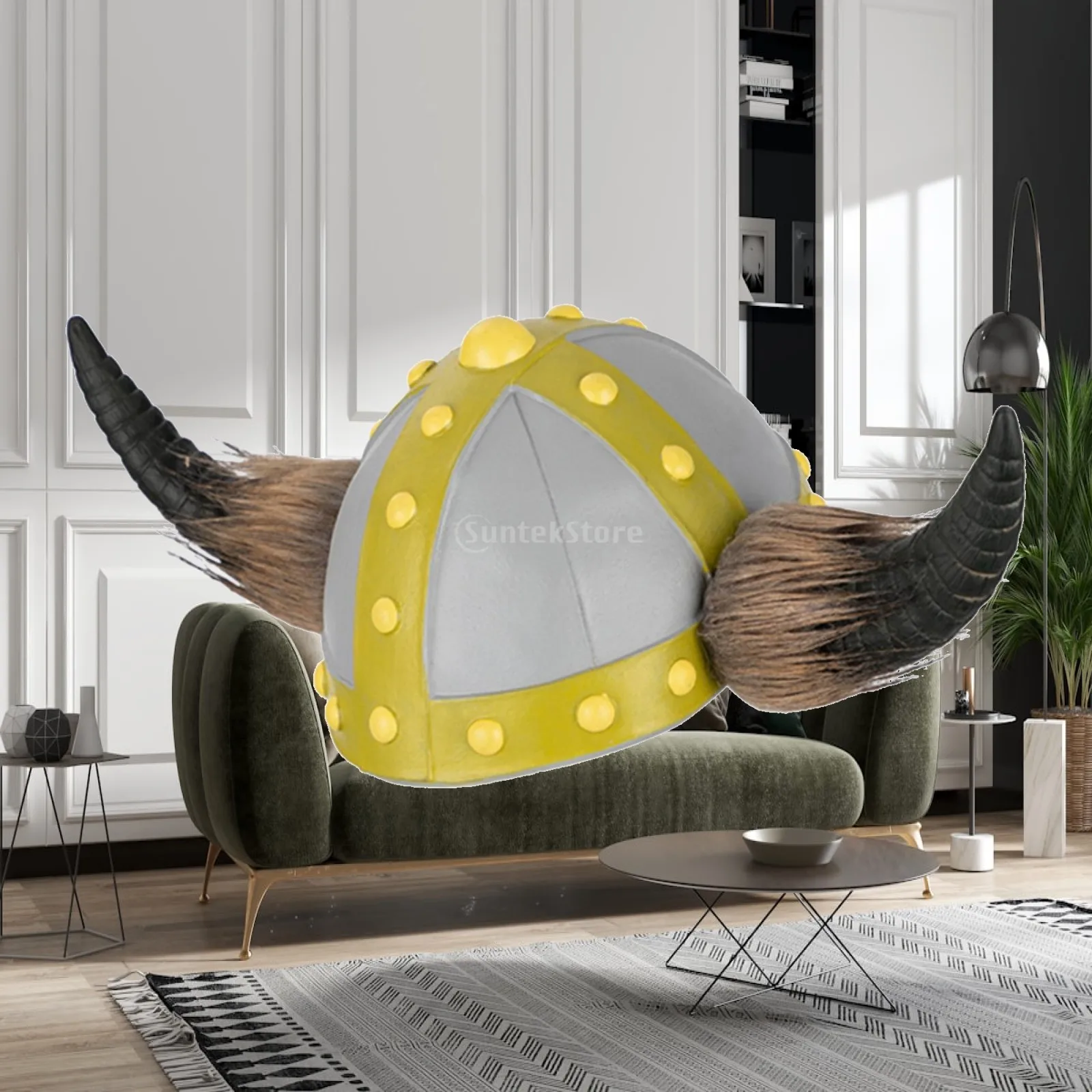 viking-style-horned-helmet-wipe-clean-only-latex-viking-headpiece-horned-costume-headpiece-with-attached-horns-antique-finish