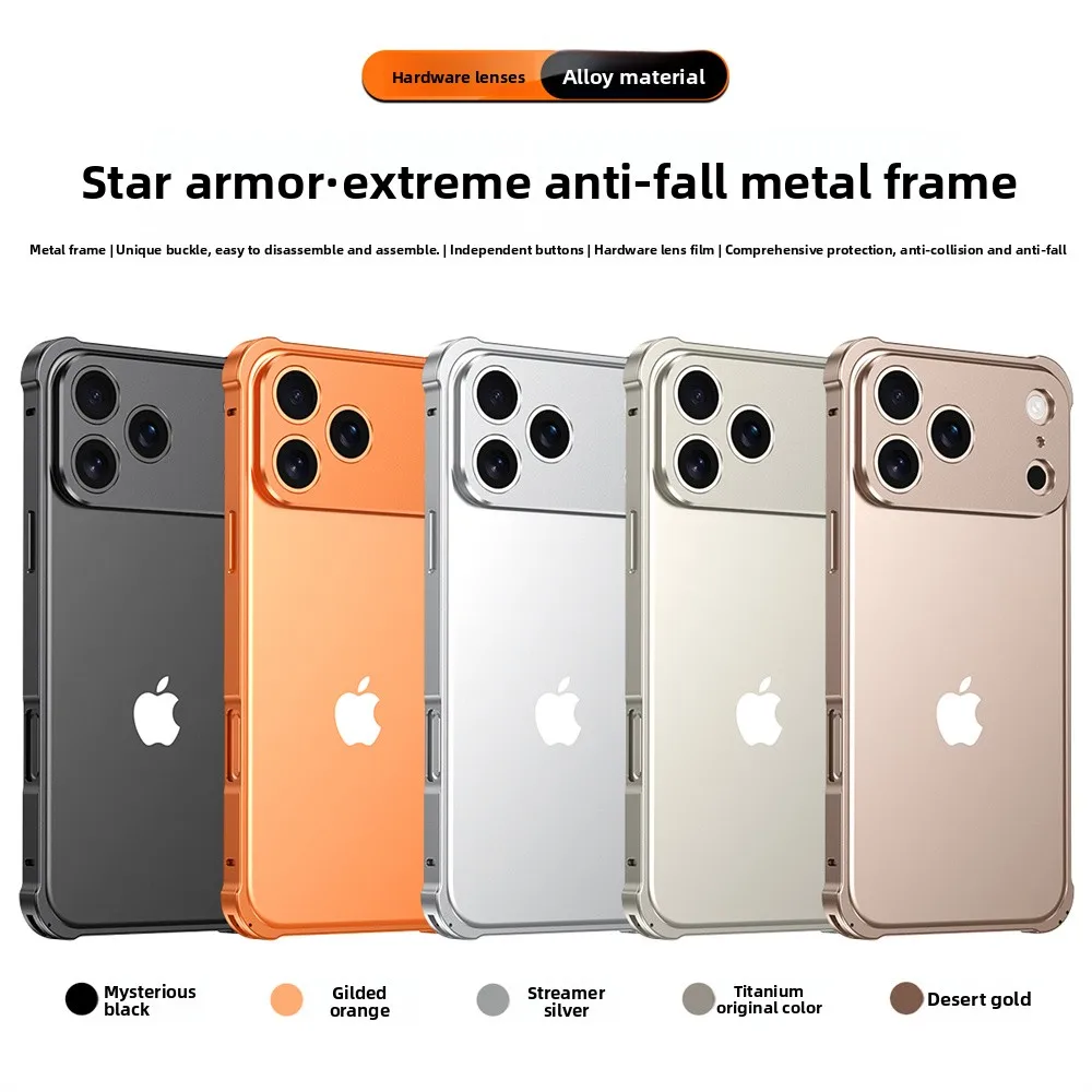 Aluminiumlegierung Metall Original Farbe Rahmen Stoßstange Handyhülle für iPhone 17 Pro Max Kameraschutz stoßfeste Abdeckung
