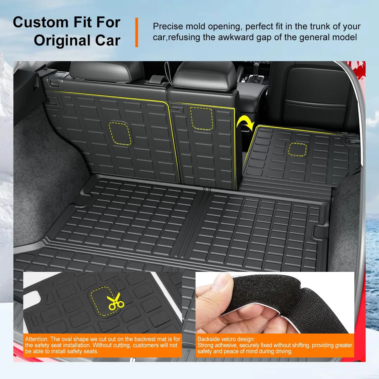 TPE Cargo Mat for 2017-2022 Mazda CX-5 Trunk Liner with Backrest Mats Non-Skid Car Accessories