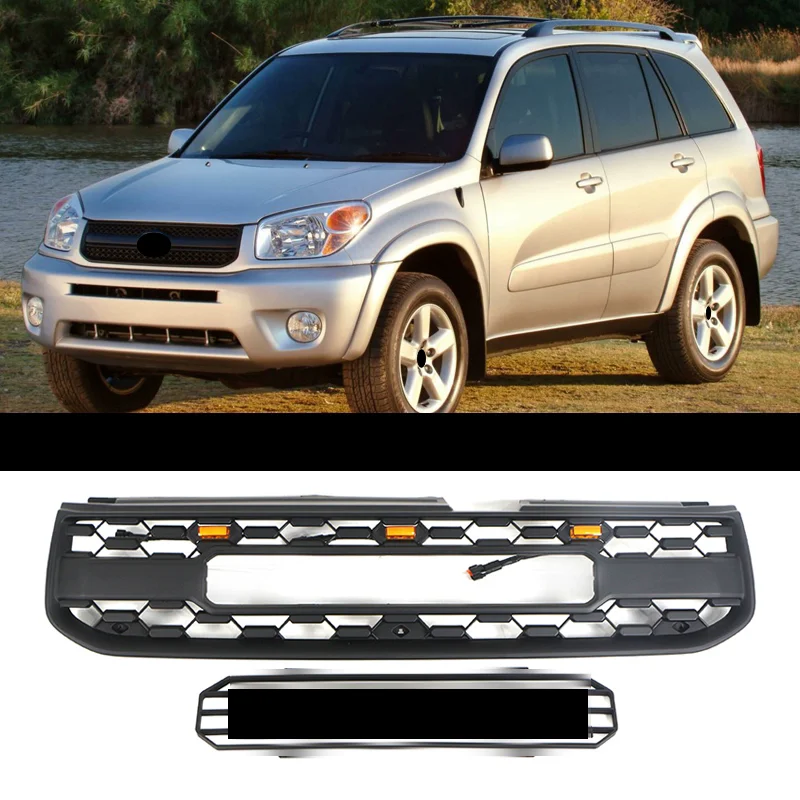 Car Front Bumper Grill with light For Toyota rav4 2004-2005 modified Mask net grille Radiator body Kit Car Accessories