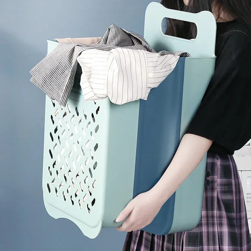 Folding Bathroom Laundry Basket Wall-mounted Dirty Clothes Storage Basket Household Laundry Bag Laundry Bathroom Organizer