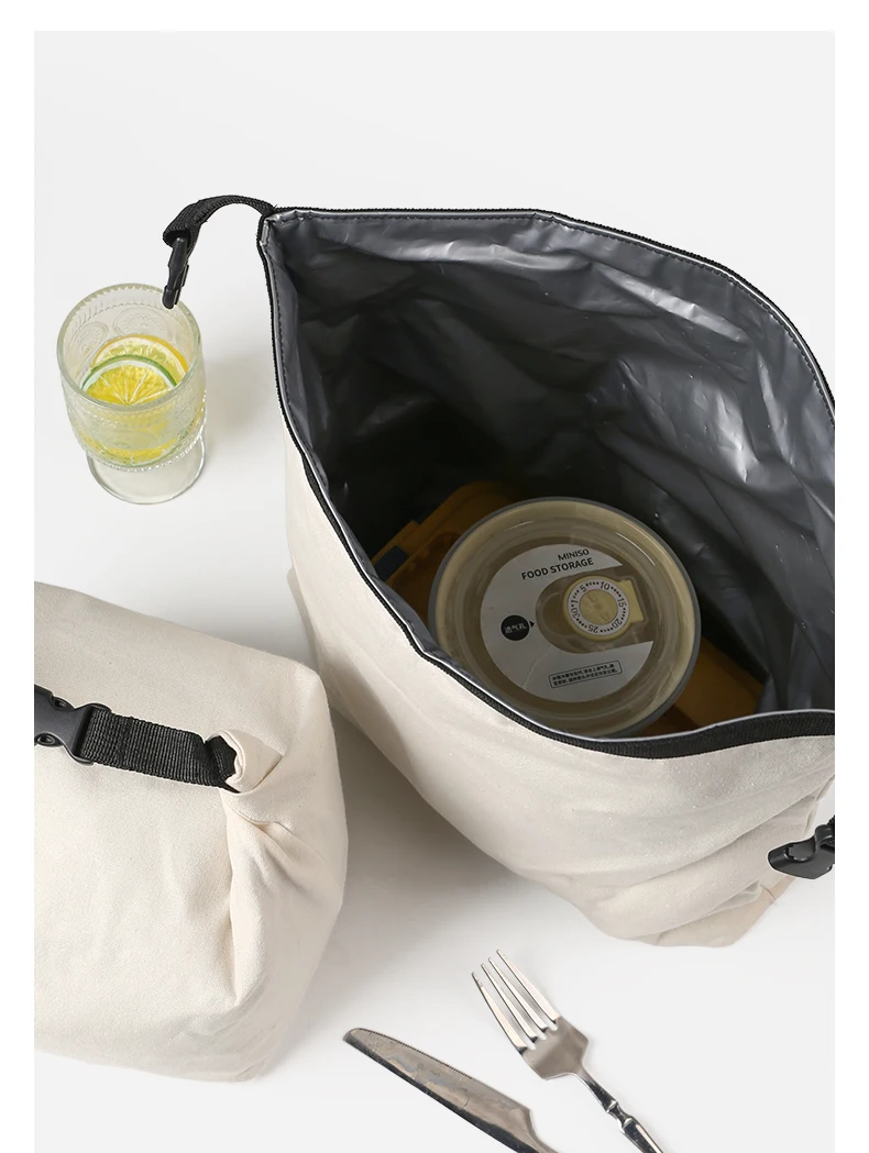 Tragbare Lunch-Tasche aus Canvas - Tragbare Lunchbox für Büroangestellte mit Wärmeisolierungsfunktion - Tragbare Lunch-Tasche mit großem Fassungsvermögen – Detail 12