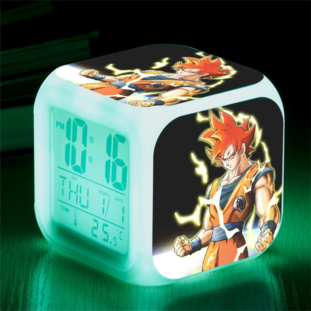 Anime Dragon Ball Z Clocks Super Saiyan Son Goku Gohan Vegeta Majin Buu Broli Bulma Trunks Zamasu Alarm Clock Figure Toys Doll