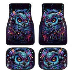 2/4PCS Owl Pattern Car Floor Mats Water Absorbent Non-slip Anti-fouling Mats Suitable for Most Car Front and Back Seat Carpets