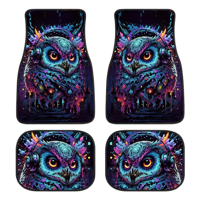 2/4PCS Dywaniki samochodowe z wzorem sowy Chłonne, antypoślizgowe, przeciwporostowe maty odpowiednie do większości dywaników samochodowych na przednich i tylnych siedzeniach