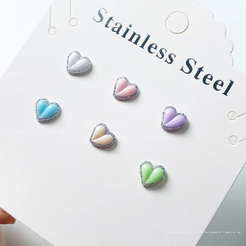 50Pcs Glittery Heart Decorations for Macaron-inspired Nail Decorations for Unique Manicures