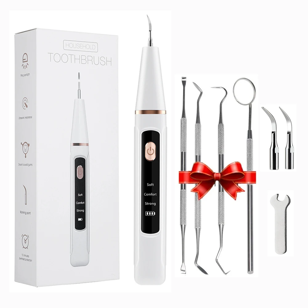 Scaler dentale per la rimozione del tartaro dei denti Detergente elettrico per denti Rimozione della placca del calcolo dei denti Rimozione della pietra dentale ad ultrasuoni a LED