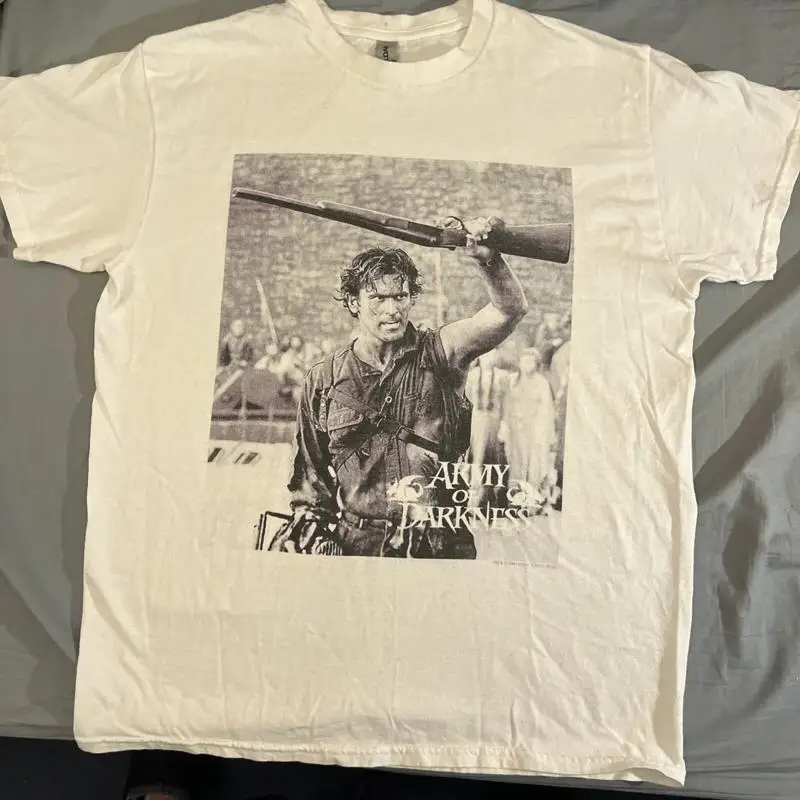 تي شيرت جيش الظلام الرماد بروس كامبل للرجال متوسطة الحجم