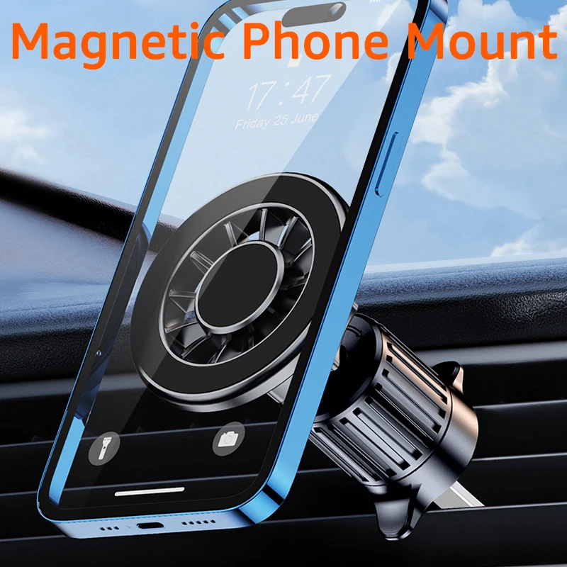 Support de téléphone magnétique pour voiture, compatible avec MagSafe, support magnétique pour iPhone 15, 14, 13, Xiaomi, clip d\'aération de