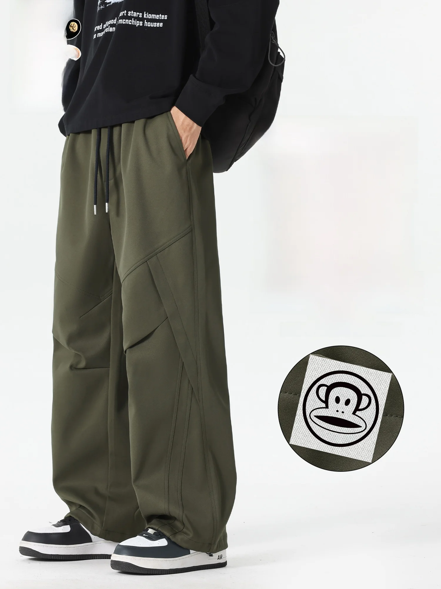 

PaulFrank Spring American Workwear Casual Pants Men's Loose Straight Sport Trousers Comfortable Loose Fit Straight Leg Jeans