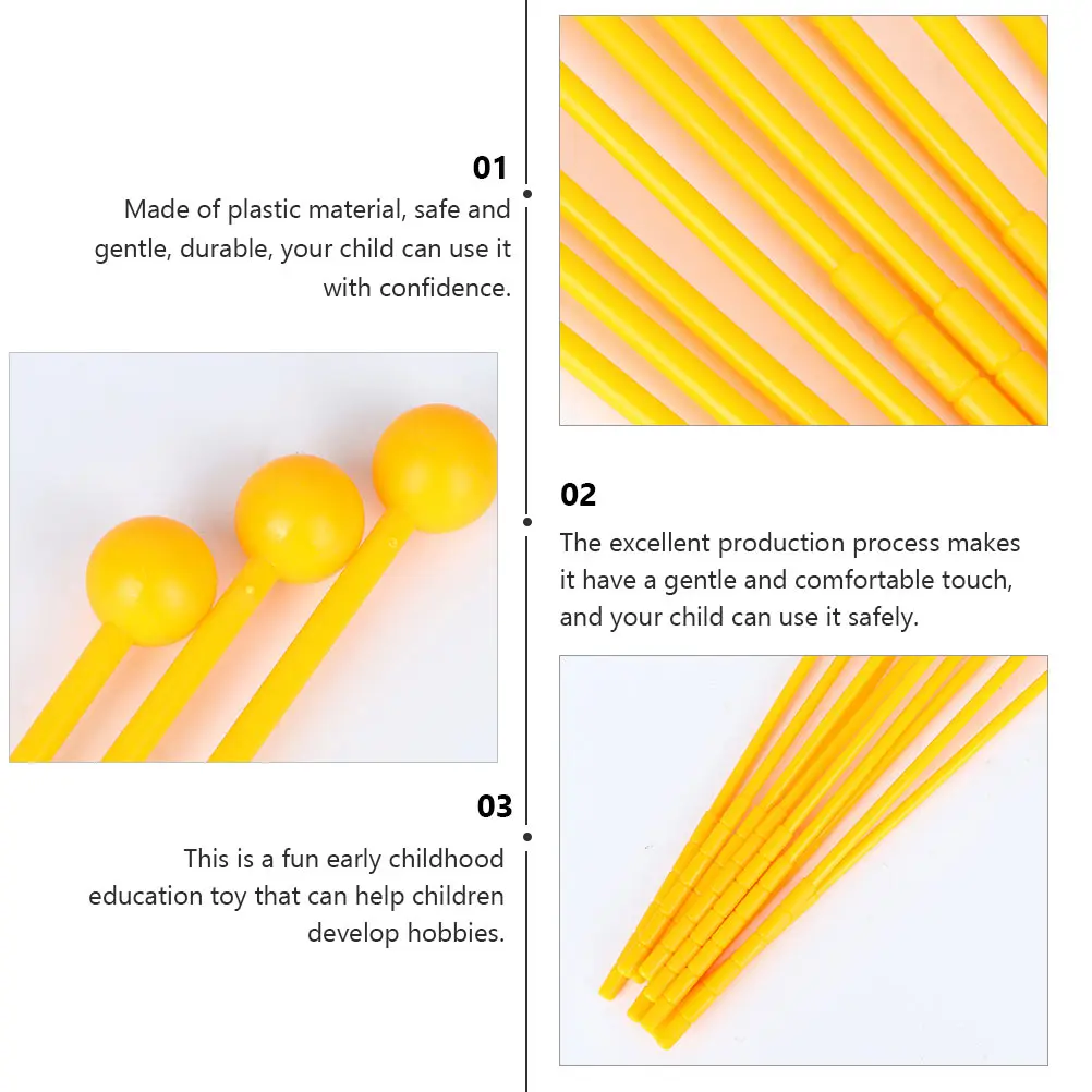 

12pcs Kids Drum Stick Durable Plastic Safe Gentle Touch Mini Instruments Baby Rhythm Educational Toy Musical Accessories