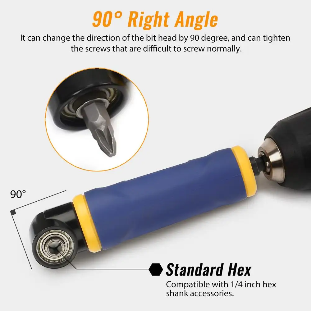 90 Degree Right Angle Drill Adapter High Efficiency Standard Hex Extension Screwdriver Socket Holder Hand Tools