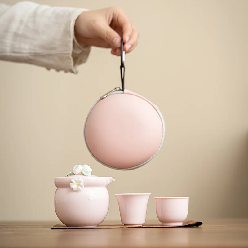 

Изысканный дорожный чайный набор, походный набор из одной чайницы и двух чашек, портативная чайная кружка, простой женский чайный набор с сумкой.