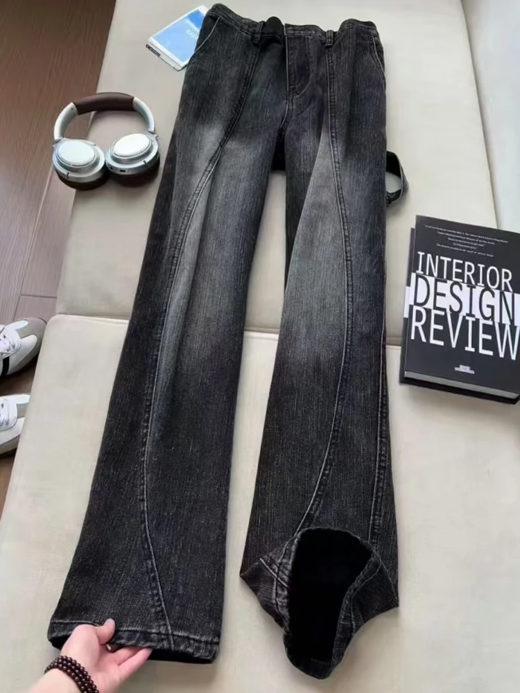 

Bla American High Street Waed Jeans Men's Winter Vibe Straight Leg Elastic Waist Slimming Casual Pants