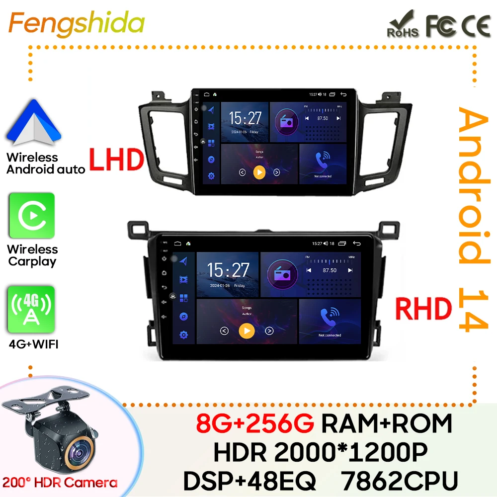 

Car Radio Carplay For Toyota RAV4 4 XA40 5 XA50 2012 - 2018 Navigation GPS Android Auto Stereo Bleutooth No 2din DVD BT