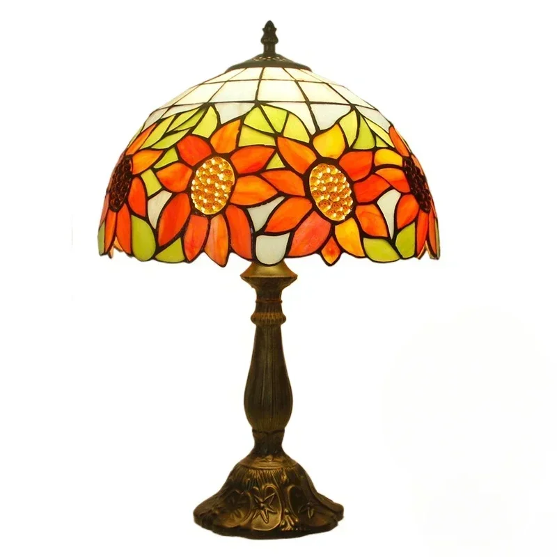 12inch 30cm Retro Hummingbird Stained Glass Tiffany Table Lamp Study Bar Hotel Bedside Desk Lamp