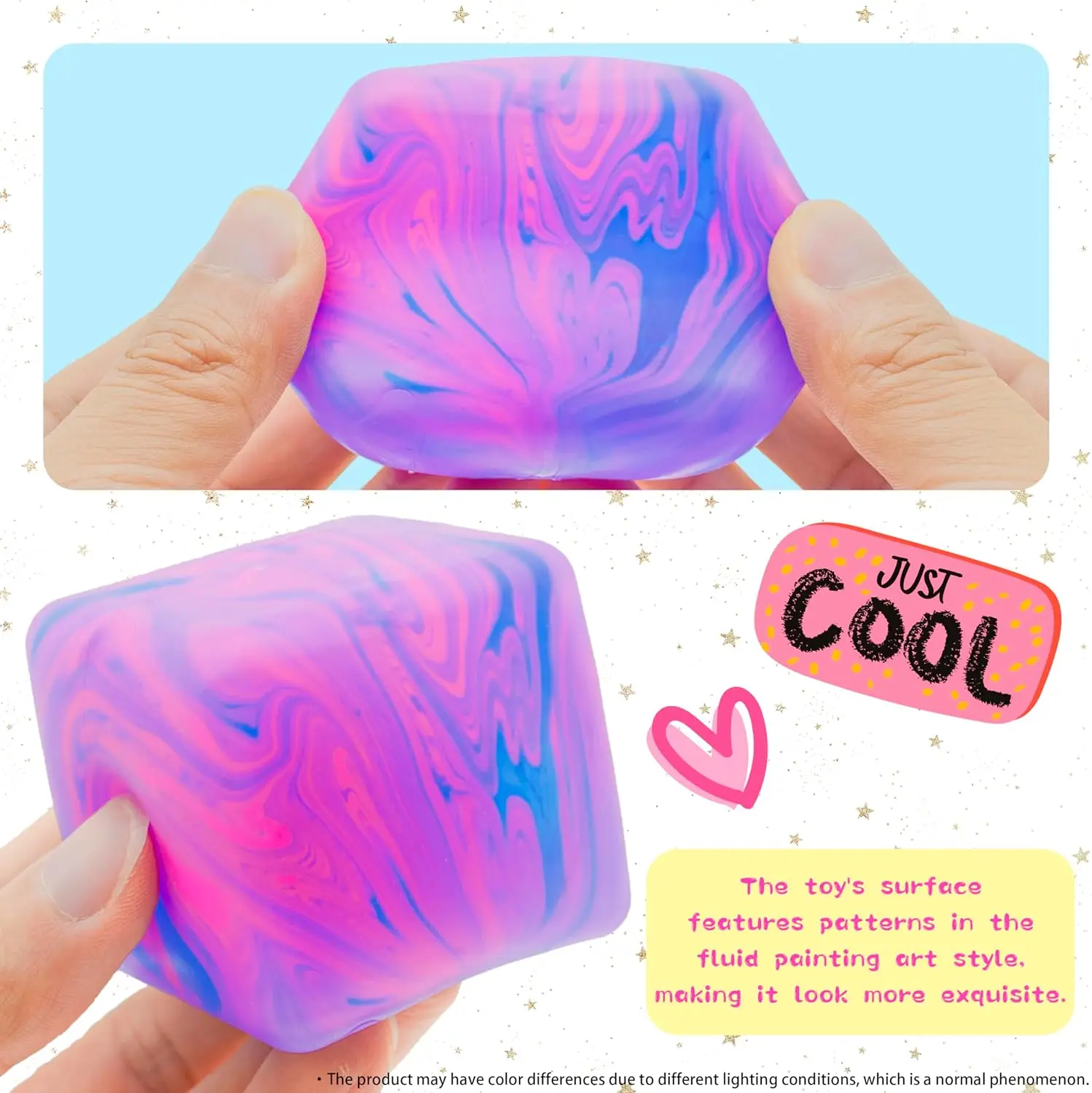 5cm Soft and Glutinous Sensory Stress-relief Toy Cube Filled with Gel Stretchable Ball Soft Ice Cube Ball Slow Rebound