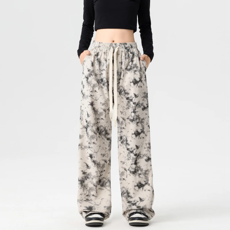 

High Waist Drape Straight-leg Pants Casual Trousers