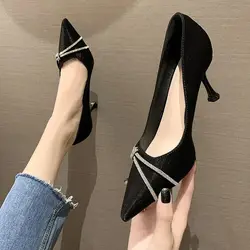 Ladies Pumps Black Rhinestone Diamond Wedding Bride Shoe with Heel Women's Shoes Crystals Elegant Dress A Lastest Wholesale Chic