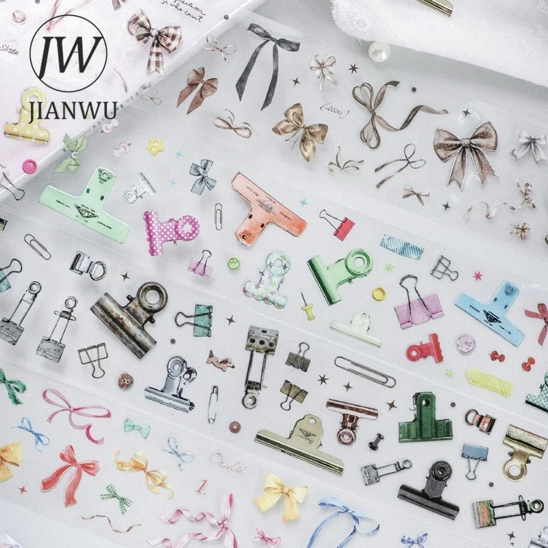 JIANWU 45mm*200cm Vintage Colorful Bow Tie Clip Landscape Material Collage Scrapbooking PET Tape Creative DIY Journal Stationery
