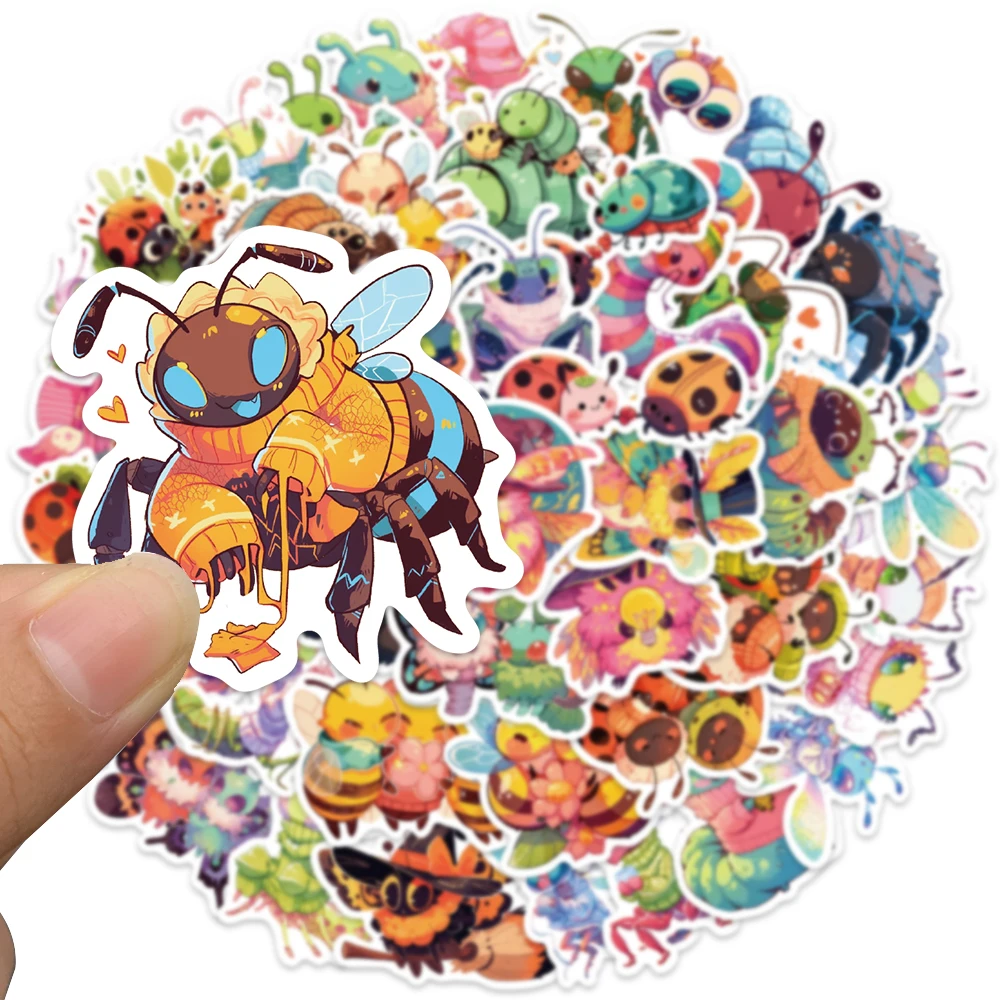 Pegatinas de dibujos animados de abeja, Araña, Mariquita e insectos para niños, equipaje, portátil, botella de agua, diario, teléfono, calcomanías