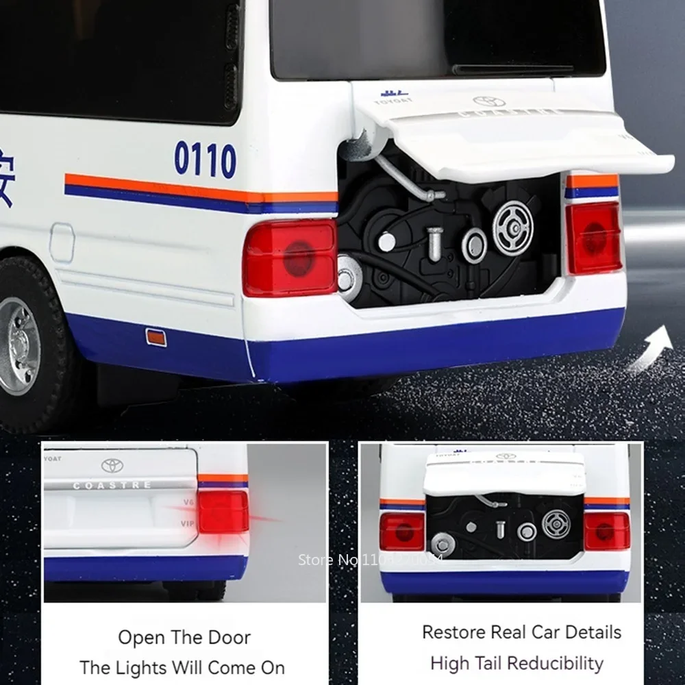 1:32 كوستر ألفارد سبيكة سيارات الشرطة الكهروضوئية دييكاست وضع سيارة لعبة الأبواب فتح ضوء الصوت التراجع المطاط الإطارات لعبة الحلي هدية