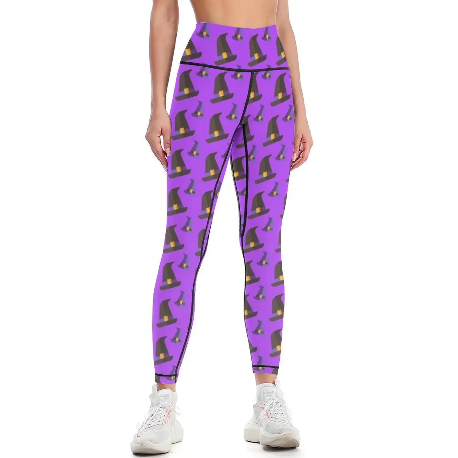 

Happy Halloween Holiday | Minimalistic Witch or Wizard Magic Hat Pattern Leggings sport pants harem pants Womens Leggings