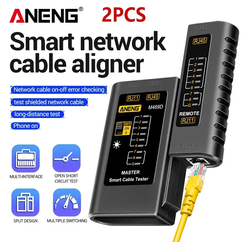 네트워크 케이블 테스터 ANENG M469D RJ45 케이블 lan 테스터 RJ45 RJ11 RJ12 CAT5 UTP LAN 케이블 테스터 네트워크 수리 도구